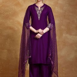 Varanga Women Floral Embroidered Kurta with Trousers & Dupatta-18