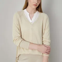 Code by Lifestyle Beige Self Pattern Top image 1