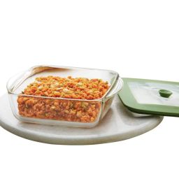 Borosil Glass Dish with Lid, 1pc, 1000ml, (Transparent) image 1