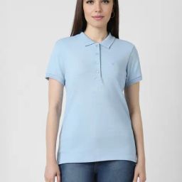 Van Heusen Blue Cotton Regular Fit Polo T-Shirt-image-26