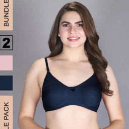 Lux Venus Rose Pink & Navy Full Coverage Non-Wired T-Shirt Bra With Adjustable Strap - Pack of 2-picture-13