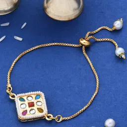 Dare by Voylla Men Gold-Toned White CZ Studded  Rakhi-image-39
