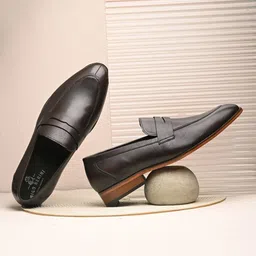 NICO NERINI Men Brown Round Toe Slip-On Leather Formal Shoes-picture-33