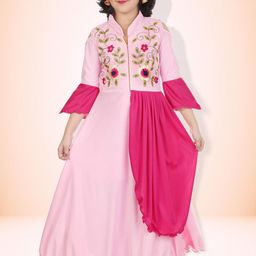 KAARIGARI Women Solid Flared Sleeve Maxi Dress-image-76