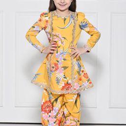 THE PONY & PEONY CO. Girls Floral Printed Gotta Patti Kurta With Palazzos-image-86