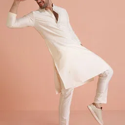 KISAH Mandarin Collar Beads and Stones Straight Kurta With Trouser-picture-21