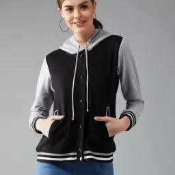 DOLCE CRUDO Black & Grey Textured Hooded Jacket-picture-42