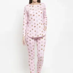 Claura Pink Printed Top With Pyjamas-image-50