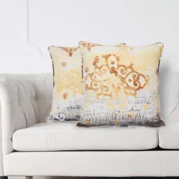 Swayam Grey & Beige Cotton 160 TC Cushion Covers - Set of 2-image-77