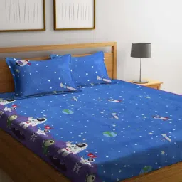 Klotthe Blue Polyester 210 TC Bed Sheets Set-image-96