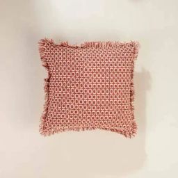 Freedom Tree Ooty Geo Weave Cotton Red Earth Cushion Cover - 16L X 16W IN-48