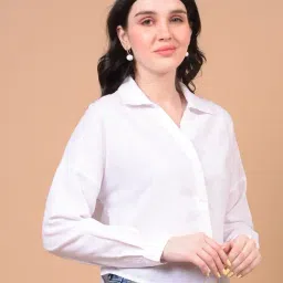 Crimsoune Club White Blended Solid Shirt-image-75