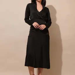 Purvaja Black Satin Slim Fit Dress-picture-14
