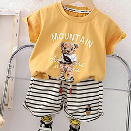 BAESD Kids Teddy Bear Printed Pure Cotton T-Shirt With Shorts-image-61