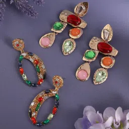 Sohi GoldPlated Drop Earrings Combo image 1