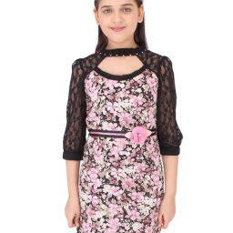 Cutecumber Kids Black & Pink Printed Dress-image-99