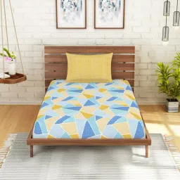 Spaces Yellow 144 TC Cotton Single Bed Sheet with Pillow Cover-image-6