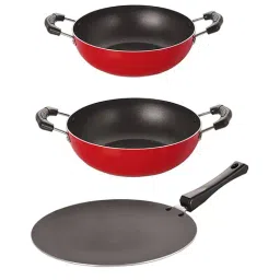 Nirlon Red Aluminium Non-Stick Coating Cookware Set of 3-picture-16