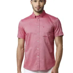 Basics Red Cotton Slim Fit Shirt-image-93