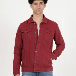 Wrangler Wine Full Sleeves Shirt Collar Denim Jacket-19