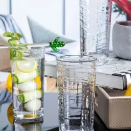 ROXX Tuscany Wave Transparent Glass Tumbler (0.25 L) - Set of 12-28