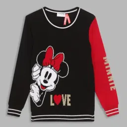 Blue Giraffe Kids Black Minnie Mouse Print Full Sleeves Sweater-picture-1