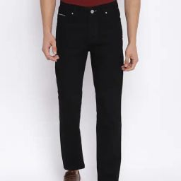 Cantabil Black Regular Fit Lightly Washed Jeans-picture-9