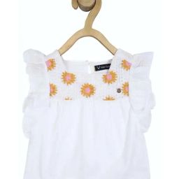 Allen Solly Junior White Cotton Floral Print Top-image-99
