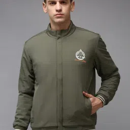 Showoff Olive Regular Fit Printed Jacket-picture-38