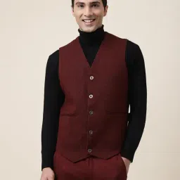 Fabindia Maroon Slim Fit Waistcoat-picture-34