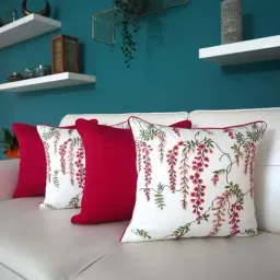 TARA Sparkling Homes Wisteria Pink & White Cotton Cushion Cover - Set of 4-picture-18