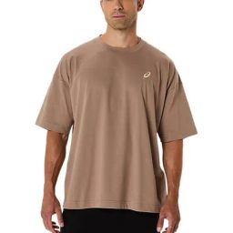 Asics Men's Taupe Grey Spiral Relaxed Fit Embroidery T-Shirt-image-22