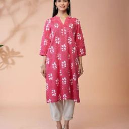 Daali Fuscia Cotton Regular Fit Printed Kurtas-image-62