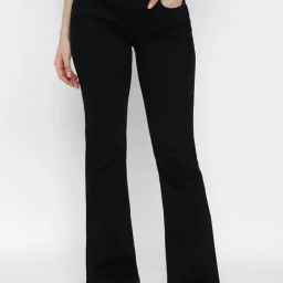 American Eagle Outfitters Jet Black Cotton Mid Rise Bootcut Jeans-image-96