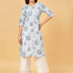 Rangmanch by Pantaloons Blue Printed Straight Kurta-picture-2
