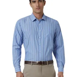 Van Heusen Blue Cotton Slim Fit Striped Shirt-picture-21