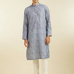 Diwas by Manyavar Abstract Printed Mandarin Collar Straight Kurta with Pyjama-picture-17