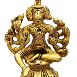 Exotic India Religious Five Headed Hanuman Small Statue In Brass Statue-image-45