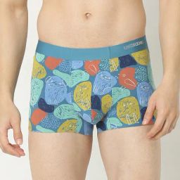 UnderJeans by Spykar Super Premium Bonded Elastic Blue Printed Trunks-picture-4