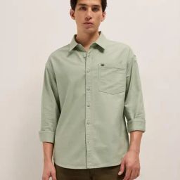 The Bear House Green Cotton Relaxed Fit Solid Shirt-picture-43