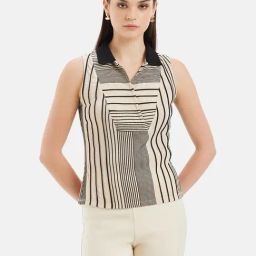 Kazo Beige Striped Top-image-114