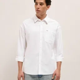 The Bear House White Cotton Relaxed Fit Solid Shirt-picture-29