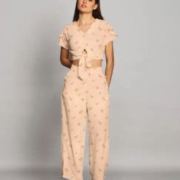 Zink London Beige Floral Print Co-Ord Set-image-46
