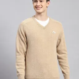 Monte Carlo Beige Wool Blend Regular Fit Solid Pullover image 1
