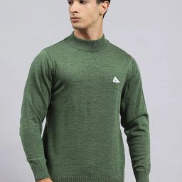 Monte Carlo Green Wool Blend Regular Fit Solid Pullover image 1