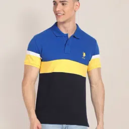 U.S. Polo Assn. Blue Slim Fit Cotton Polo T-Shirt-picture-46