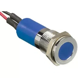 RS PRO Blue Panel Mount Indicator 6-36V DC, Mounting Hole Size 14 mm, Termination Type Lead Wires, IP Rating IP67, Model No 7039083-38