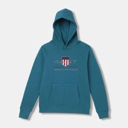 Gant Kids Teal Blue Embroidered Full Sleeves Hoodie-image-29
