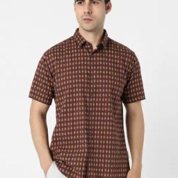 Van Heusen Brown Cotton Slim Fit Printed Shirt-picture-49