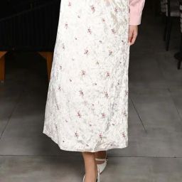 Odette White Embroidered A-Line Skirt-image-9